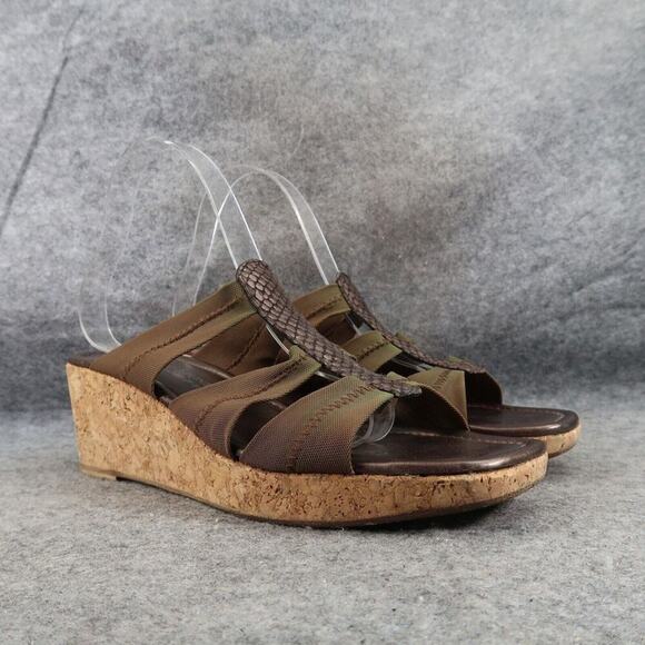 Donald Pliner Shoes Women 9 Wedge Sandal Fashion Slip On Square Toe Cork Classic - Picture 1 of 14